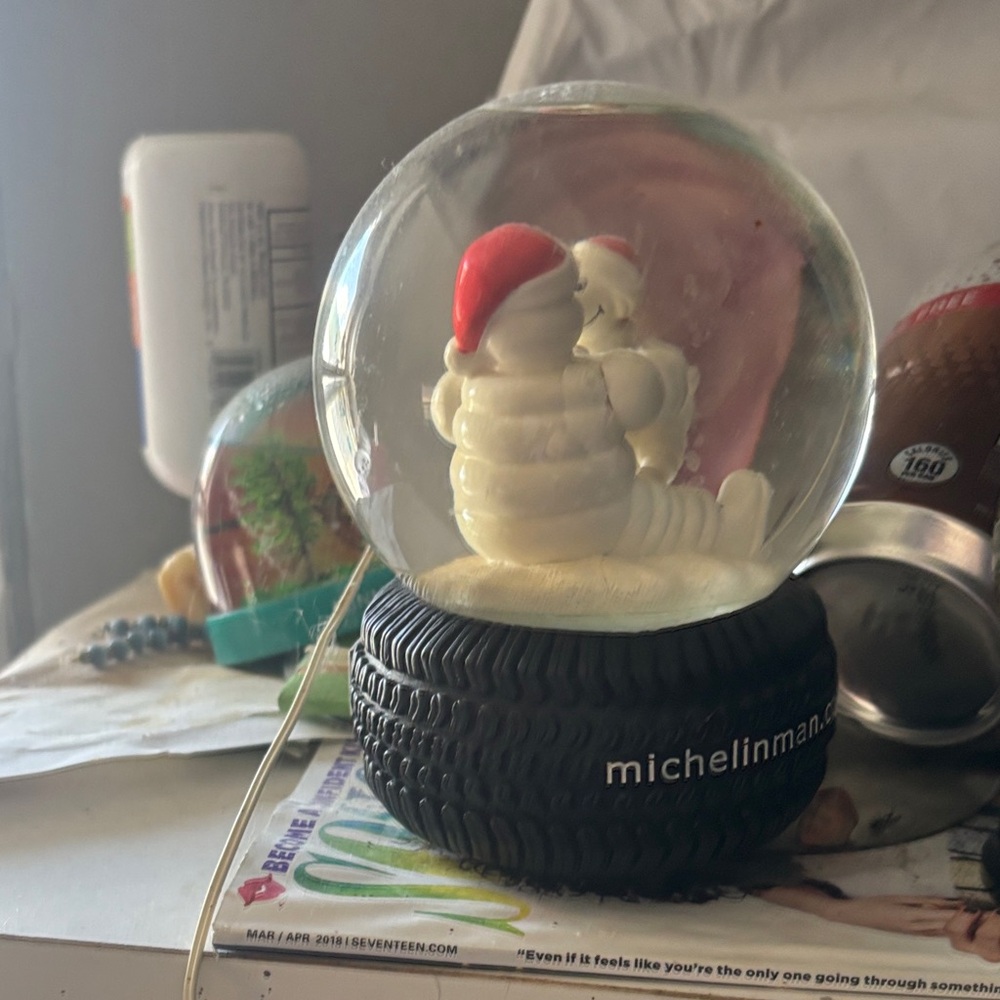 Michelin Man Snow Globe with Red Hat